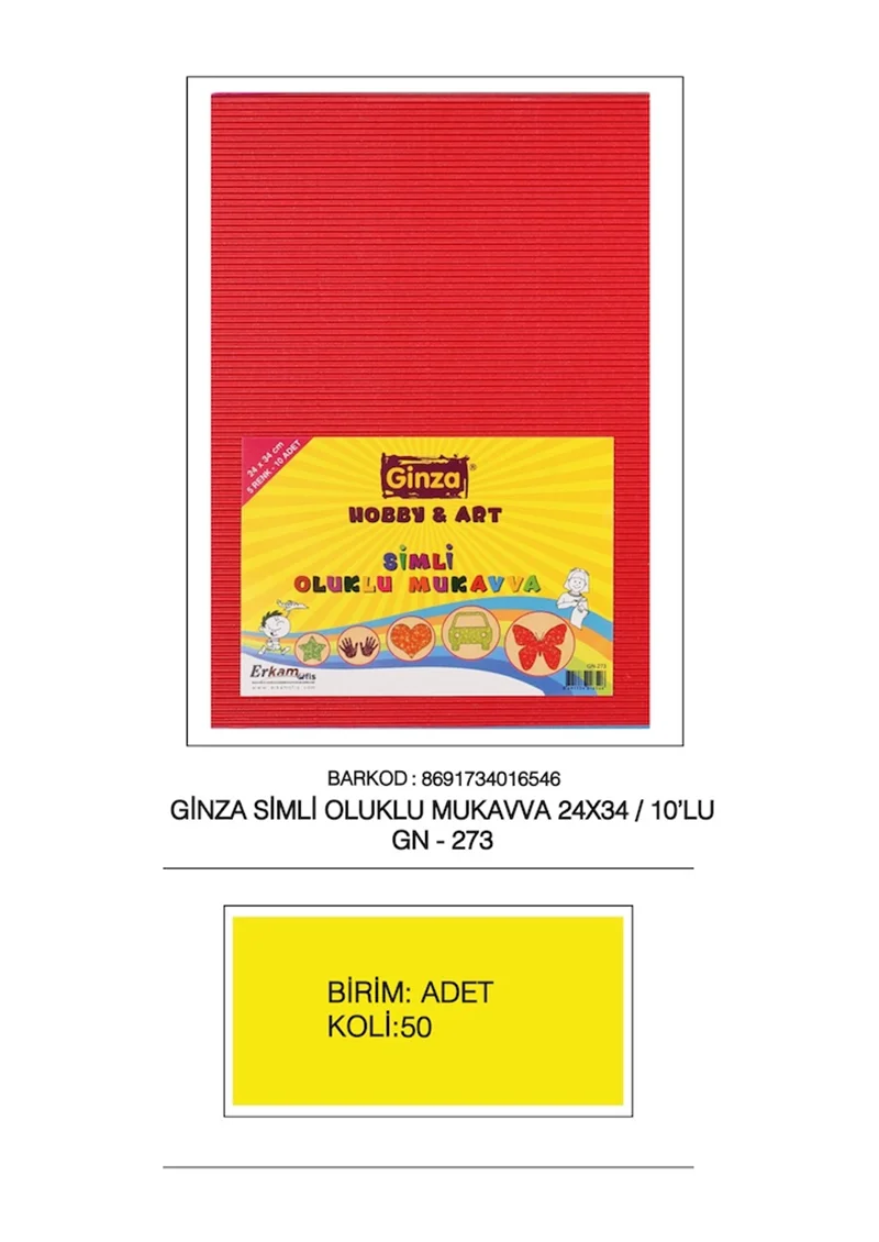 GİNZA OLUKLU MUKAVVA 24X34 SİMLİ 10 LU GN-273