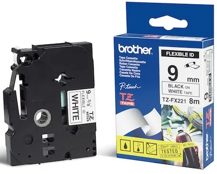 BROTHER PTOUCH ETİKET 9MM BEYAZ-SİYAH ESNEK 9TFX221