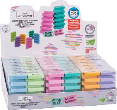 SERVE SİLGİ STEPS STAND 18 Lİ - 2 Lİ PET PASTEL KARTON STAND SV-STEPSSG18KTPS-P2