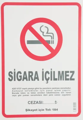 DİLMAN SİGARA İÇİLMEZ LEVHASI 25x35 24 LÜ 3122
