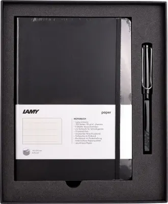 LAMY ROLLER KALEM SET SAFARI SİYAH+DEFTER A5 YUMUŞAK KAPAK SİYAH B3S-319S