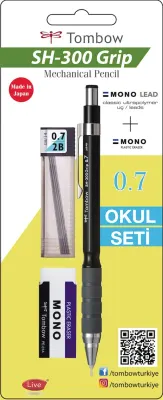TOMBOW VERSATİL KALEM SH-300 GRIP OKUL SETİ 0.7 SİYAH BLS. T-SH-GR11 R7.S1