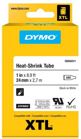 DYMO ETİKET RHINOPRO XTL ISIYLA KÜÇÜLEN 12MM x 2.7MT BEYAZ/SİYAH 1868810