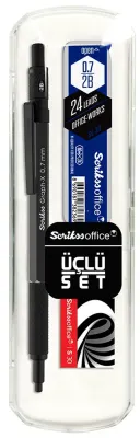 SCRIKSS OFFICE VERSATİL KALEM OKUL SETİ GRAPH-X 0.7 ANTRASİT + SİLGİ + MİN BLS.