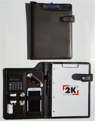 2K SEKRETERLİK A4 SUNİ DERİ KAVİSLİ KAPAK KAHVE 6001