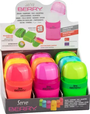 SERVE SİLGİLİ KALEMTIRAŞ BERRY SET 9 LU KARIŞIK RENK SV-BERRY9KTKR