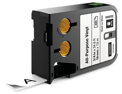 DYMO ETİKET RHINOPRO XTL ÇOK AMAÇLI VİNİL 19MM x 7MT BEYAZ/SİYAH 1868752