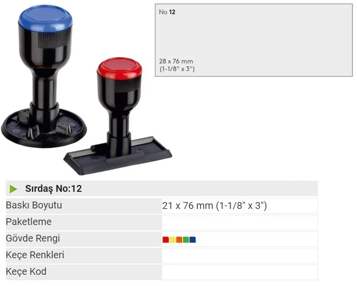 SIRDAŞ MÜHÜR SAPI PLASTİK P12 76x28 MM