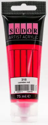 SÜDOR AKRİLİK BOYA TÜP 75 ML KARMEN KIRMIZI 318