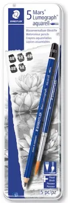 STAEDTLER KURŞUN KALEM AQUARELL MARS LUMOGRAPH 5 Lİ + FIRÇA 100A G6