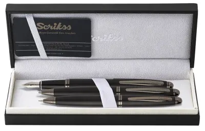 SCRIKSS DOLMA KALEM + TÜKENMEZ KALEM + VERSATİL KALEM SET 88 MAT SİYAH