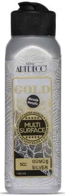 ARTDECO AKRİLİK BOYA GOLD MULTI-SURFACE 140 ML METALİK GÜMÜŞ Y-G71R-502