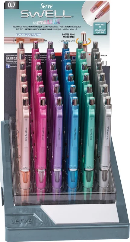 SERVE VERSATİL KALEM SWELL 0.7 STAND 36 LI METALİK SV-SWELLMT07