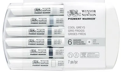 W&amp;N PIGMENT MARKER SET 6 RENK COLD GREYS (SOĞUK GRİLER) WN-0290042