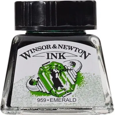 W&amp;N ÇİZİM MÜREKKEBİ DRAWING INK 14 ML EMERALD 235 WN-1005235