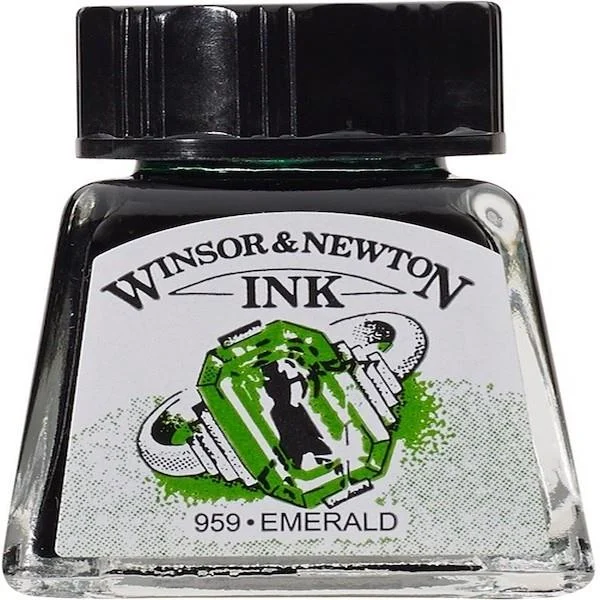 W&amp;N ÇİZİM MÜREKKEBİ DRAWING INK 14 ML EMERALD 235 WN-1005235
