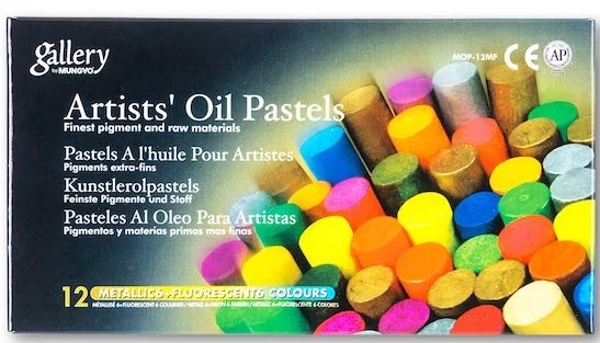 MUNGYO PASTEL BOYA GALLERY YUVARLAK YAĞLI 12 ( 6 METALİK + 6 FOSFORLU ) MOP-12 MF