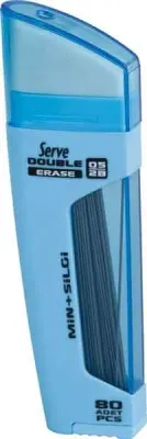 SERVE MİN DOUBLE 0.5 2B + SİLGİ GÖK MAVİ 10 LU KARTON SV-DSMGM05-T