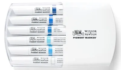 W&amp;N PIGMENT MARKER SET 6 RENK BLUE TONES (MAVİ TONLAR) WN-0290044