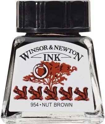 W&amp;N ÇİZİM MÜREKKEBİ DRAWING INK 14 ML NUT BROWN 441 WN-1005441
