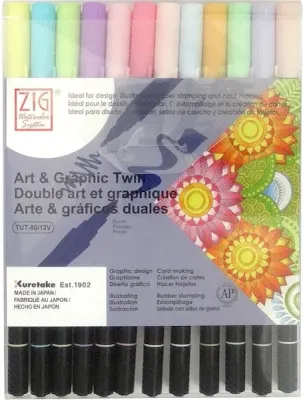 ZIG ART&amp;GRAPHIC TWIN TUT-80/12VPA 12Lİ PASTEL
