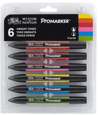 W&amp;N PROMARKER KALEM SET 6 RENK VIBRANT TONES (GÜÇLÜ TONLAR) WN-0290025