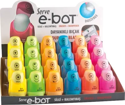 SERVE SİLGİLİ KALEMTIRAŞ E-BOT STAND 24 LU PET SV-EBOT24DP