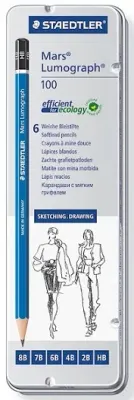 STAEDTLER KURŞUN KALEM DERECELİ MARS LUMOGRAPH SET  6 LI METAL KUTU 100 6G