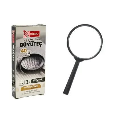 MİKRO MFG-7243-40 BÜYÜTEÇ 40 MM GERÇEK CAM MAGNIFYING GLASS