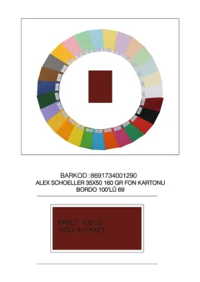 ALEX FON KARTONU 160GR 35X50 BORDO 100 LÜ 69