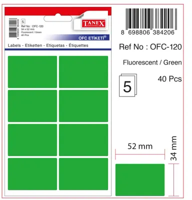 TANEX OFİS ETİKETİ OFC-120 FLO YEŞİL