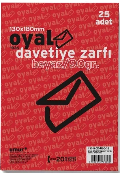OYAL ZARF DAVETİYE 13x18 90 GR POŞETLİ BEYAZ 25 Lİ 30005918