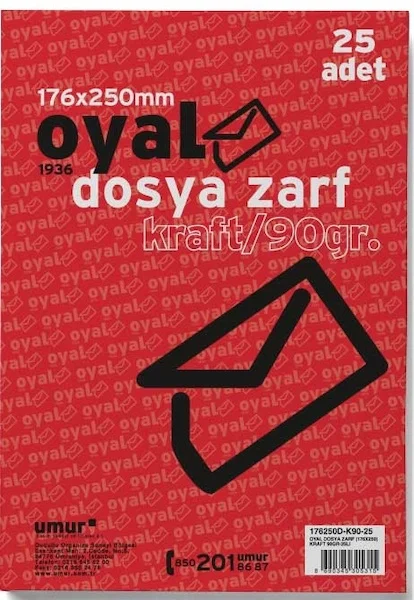 OYAL ZARF TORBA 17x25  90 GR POŞETLİ KRAFT 25 Lİ 30005890