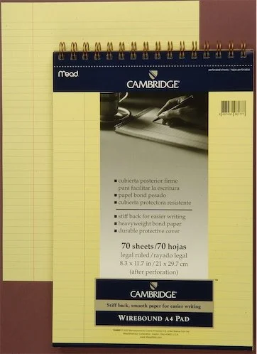MEAD BLOKNOT CAMBRIDGE SPİRALLİ KARTON KAPAK A4 SARI 70 YP ÇİZGİLİ M-159880