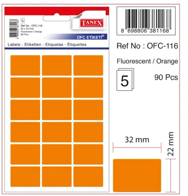 TANEX OFİS ETİKETİ OFC-116 FLO TURUNCU