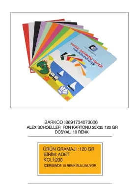 ALEX FON KARTONU 160GR 25x35 KARIŞIK DOSYALI 10 LU ALX-006