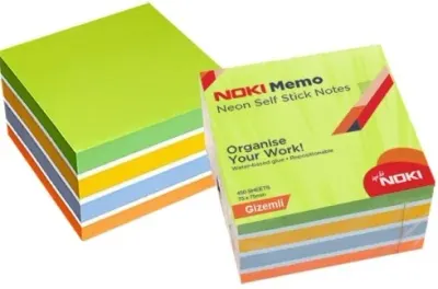 NOKİ MEMO YAPIŞKANLI KÜP NOT 75x75 450 YP 12014-22 NEON GİZEMLİ