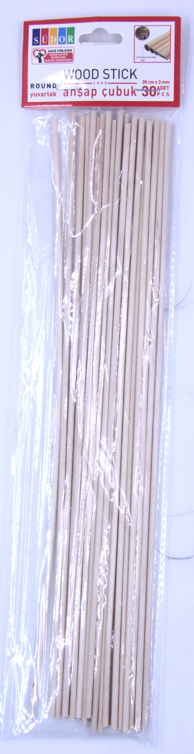SÜDOR ÇUBUK AHŞAP 30CMx5MM 12 Lİ BS136