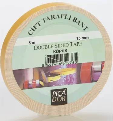 PICADOR ÇİFT TARAFLI BANT KÖPÜK ASKISIZ 4301 15MMX5MT KN002