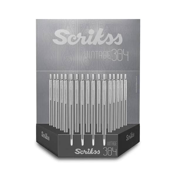 SCRIKSS TÜKENMEZ KALEM 304 36 LI STAND KROM
