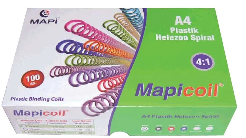 MAPİ SPİRAL PLASTİK HELEZON 4:1 22MM BEYAZ 50 AD.48 LOP POŞETLİ 2362200