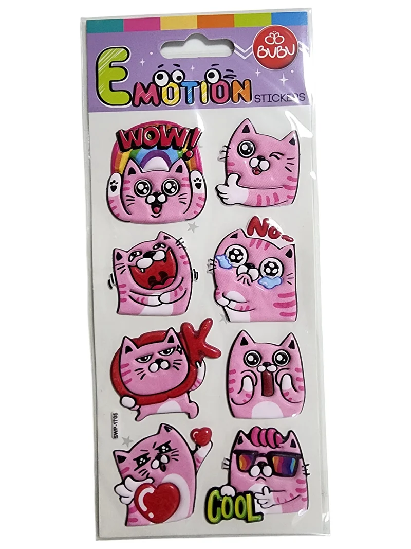 BU-BU EMOTIONS PUFFY STICKERS CATS 9x21 BUBU-SWP-1705