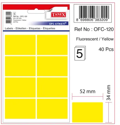 TANEX OFİS ETİKETİ OFC-120 FLORASAN SARI