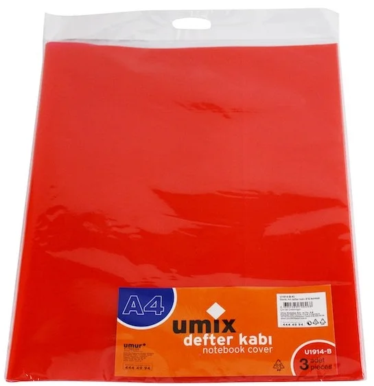 UMIX HAZIR DEFTER KABI A4 BANTLI 3 LÜ KIRMIZI U1914-B-KI