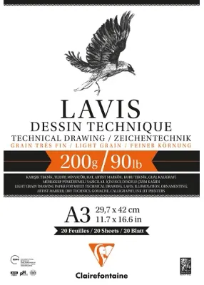 CLAIREFONTAINE ÇİZİM BLOĞU ALPHA LAVIS A3 200 GR 20 YP AL96342