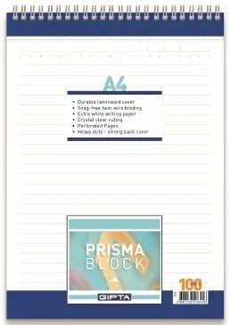GIPTA BLOKNOT PRISMA A5 SPİRALLİ KARTON KAPAK 100 YP. KARELİ 1380