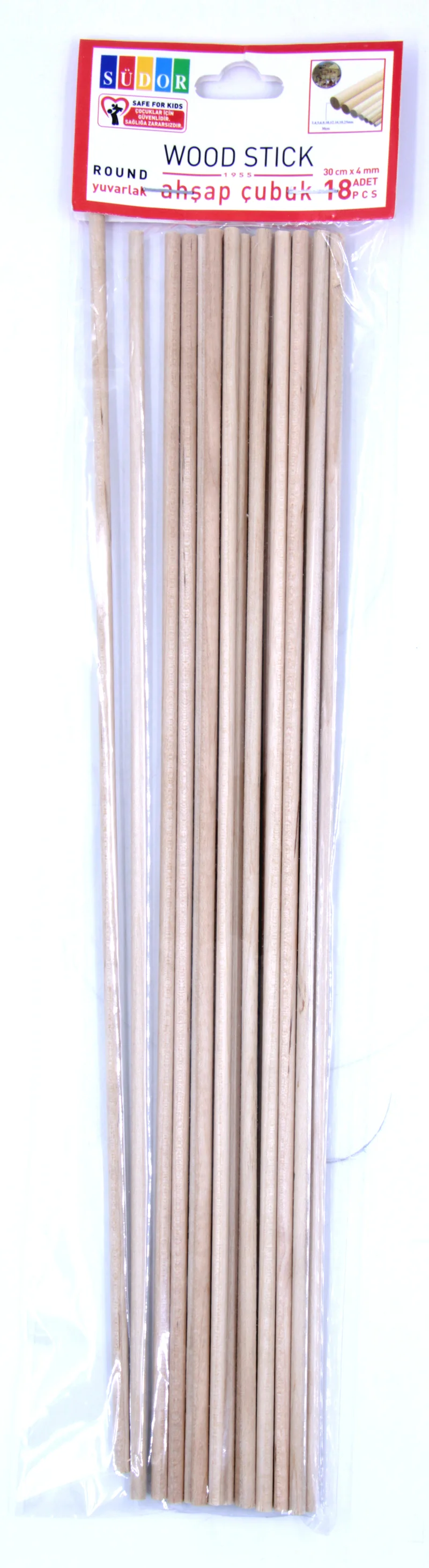 SÜDOR ÇUBUK AHŞAP 30CMx4MM 18 Lİ BS135