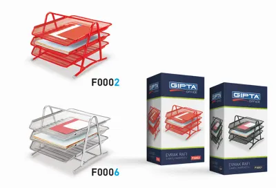 GIPTA METAL MASA SETI - 3 KAT HAREKETLI EVRAK RAFI BEYAZ 4-F000400-5001