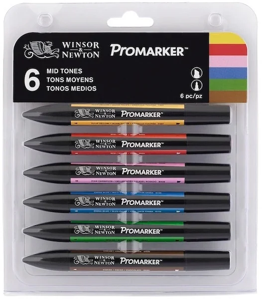 W&N PROMARKER KALEM SET 6 RENK MID TONES (ARA TONLAR) WN-0290027