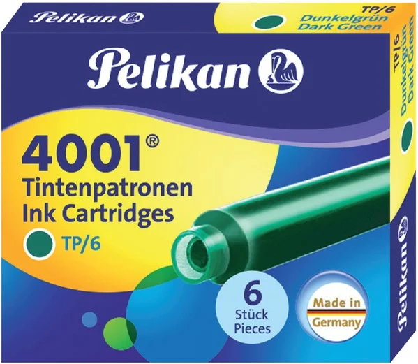 PELİKAN DOLMA KALEM  KARTUŞU 4001 KÜÇÜK KOYU YEŞİL 6 LI 301200